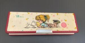 VTG Kutsuwa Beautiful Sunday Pencil Case Rico-Chan 80s Magnetic Japan Reimei
